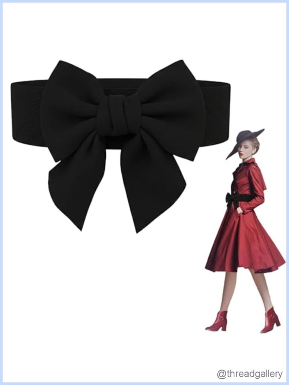 Elastic Waist Belt Vintage 3D Bow Corset Sash for Dresses & Skirts